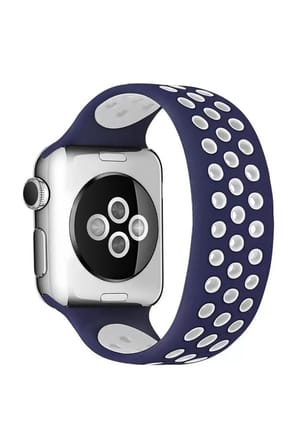 Sh Newface Apple Watch 38mm Ayarlı Delikli Silikon Kordon - Lacivert-beyaz Najmaddin
