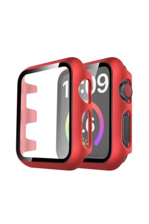 Sh Newface Apple Watch 40mm Camlı Kasa Ekran Koruyucu - Kırmızı Najmaddin