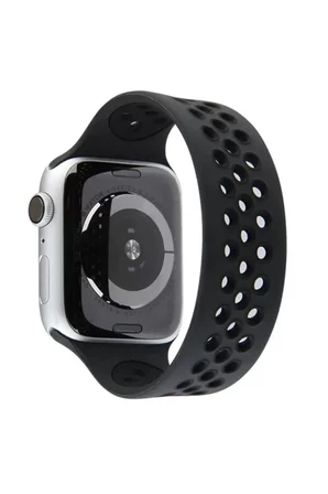 Sh Newface Apple Watch 38mm Ayarlı Delikli Silikon Kordon - Siyah-siyah Najmaddin