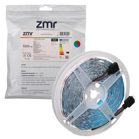 Sh Zmr Zmr-603 Rgb 12 Volt 3 Çipli 5050 İç Mekan Silikonsuz 60 Led 5 Metre Şerit Led Najmaddin