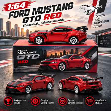 Ticaret 1/64 Ford Mustang GTD Red -(adet fiyatıdır) Najmaddin