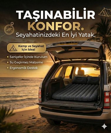 Çe Araç İçi Şişme Yatak Araba Ve Kamp Yatağı Çanta Elektrikli Pompa Tamir Kiti Ve Yastıklı Yatak Seti Najmaddin