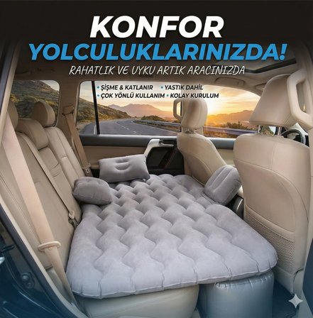 Çe Araç İçi Şişme Yatak Araba Ve Kamp Yatağı Çanta Elektrikli Pompa Tamir Kiti Ve Yastıklı Yatak Seti Najmaddin