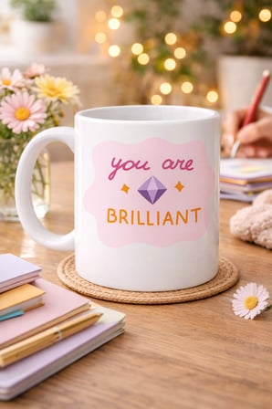Bez You Are Brilliant "SEN HARİKASIN" Yazılı Porselen Kupa MODEL 149 – Motivasyon Kupası – Moral Veren Kahve Kupası – Anlamlı Hediye Fikri Najmaddin