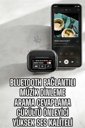 Mey Mey İthalat Kablosuz Bluetooth Kulaklık Ekranlı Uzun Şarj Süreli ANC Destekli Najmaddin
