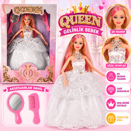 Ticaret QUE-107 KUTU.GEN.GELİNLİK.AKSESUAR.QUEEN BEBEK OYUNCAK BEBEK (adet fiyatıdır) Najmaddin
