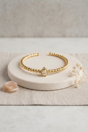 Hepsi Gold Renk Dorika Model Damla Zirkon Taşlı Kadın Bileklik 5886 Najmaddin