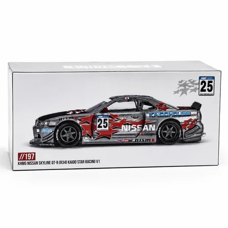 Ticaret Model Araç x KaidoHouse 1/64 Nissan Skyline GT-R (R34) Kaido Star Racing V1 Najmaddin