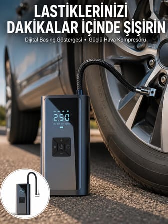 Hepsi 12V Uyumlu Çok İşlevli Akıllı Araç Lastik Pompası Yeni Nesil Najmaddin