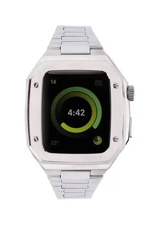 Mark Newface Apple Watch 44mm Metal Petek Kasalı Kordon - Gümüş Najmaddin