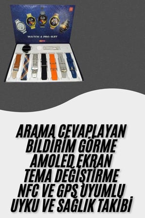Hepsi Akıllı Saat Çoklu Kordon Seçenekli Dokunmatik Ekran Nabız Sensörlü Najmaddin