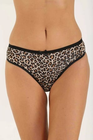 Tedar 9 Adet Leopar Desenli Likralı Yumuşak Dokulu Kadın Slip Külot Najmaddin