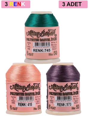 Tedar 3 Adet Altınbaşak Oya ve Dantel İpi 20 gr - Royaleks - No: 415 - 970 - 745 Najmaddin