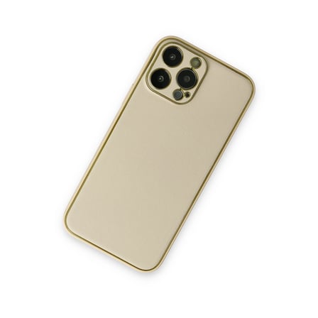 Bez iPhone 13 Pro Kılıf Coco Deri Silikon Kapak - Gold Najmaddin