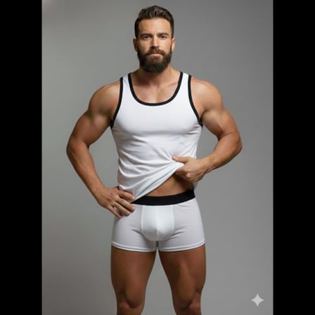 Beru Erkek Beyaz Tank Top Boxer Takım Najmaddin