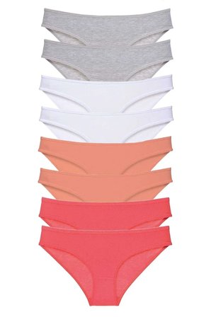 Tedar 8 adet Süper Eko Set Likralı Kadın Slip Külot Gri Beyaz Pudra Fuşya Najmaddin