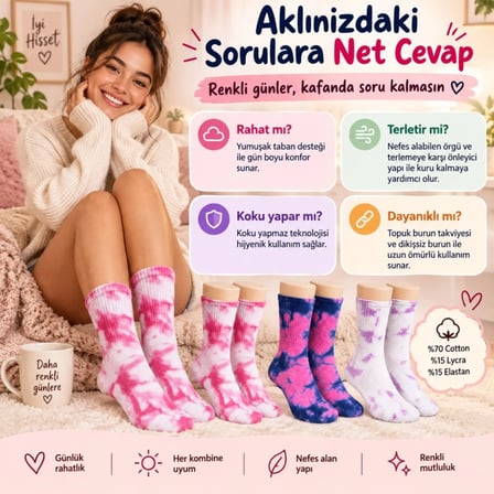 Beru Unisex Batik Desenli Çorap 3'lü Set Pamuklu Renkli Uzun Soket Dikişsiz Nefes Alan Günlük Spor Çorabı Najmaddin