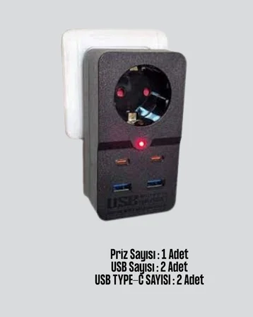 Karg Isıya Dayanıklı Pc Gövdeli Akım Korumalı Priz 4 Usb Yeni Nesil Najmaddin