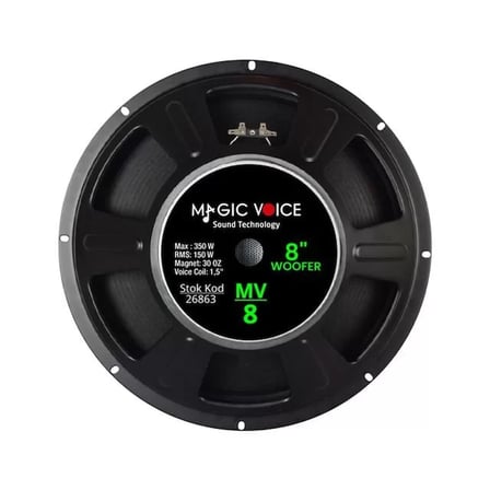 Sh Magicvoice Mv-8 maks. 350 Watt / Rms 150 Watt 8” Siyah 20 cm Woofer Yedek Hoparlör Najmaddin