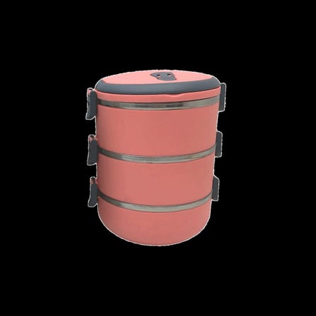 Tedar 3'lü Sefer Tası Saklama Kabı 1.8 L Koyu Pembe Najmaddin