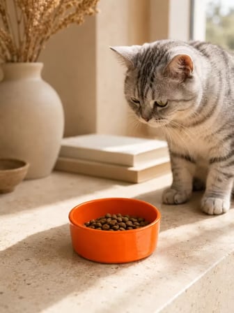 Sh Kase Model Beton Kedi Köpek Mama Ve Su Kabı (15cm Çap × 5cm) - Turuncu Najmaddin