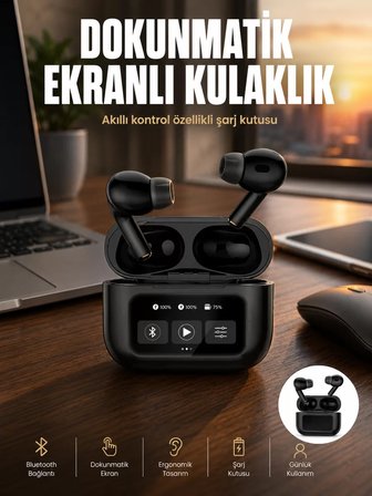 Hepsi Yeni Nesil Pro Ekranlı Bluetooth Kulaklık 5.0 Bluetooth Yeni Nesil Najmaddin