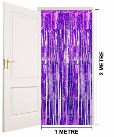 Ticaret Mor Renk Ekstra Metalize Parlak Saçaklı Arka Fon Perde İthal A Kalite 1x2 Metre NessiWorld Najmaddin