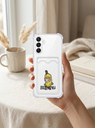 Hepsi Samsung Galaxy A26 Boş Yapma Muz Detaylı Kart Bölmeli Şeffaf Telefon Kılıfı Najmaddin
