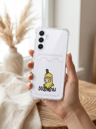 Hepsi Samsung Galaxy A26 Boş Yapma Muz Detaylı Kart Bölmeli Şeffaf Telefon Kılıfı Najmaddin