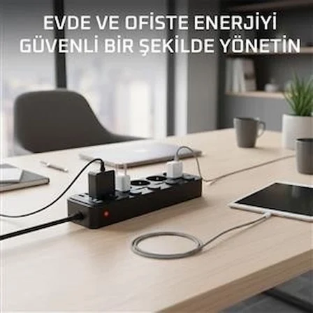 Karg Akım Korumalı 4’lü Priz 2xusb 2xtype-c Çıkış Yüksek Gerilim Koruma Priz Çoğaltıcı Najmaddin