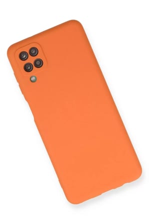 Samsung Galaxy A12 Kılıf Nano içi Kadife Silikon - Turuncu Najmaddin