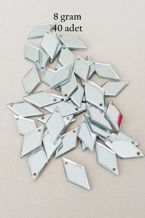 Tedar Oya Abiye Bileklik Kolye Pleksi Metalik Plastik Pul Gümüş Renk 8 gram 40 adet - BNC517 Najmaddin