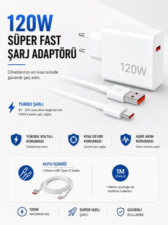 Karg Turbo 120w Hızlı Şarj Cihazı Type-c Kablolu Najmaddin