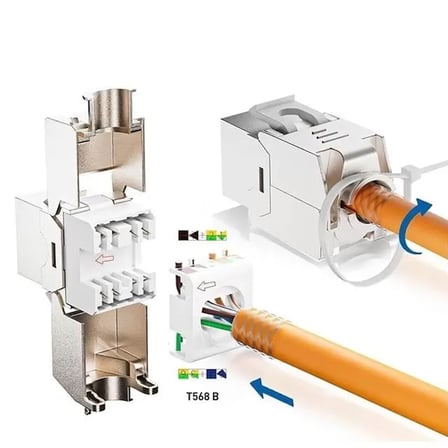 Sh Powermaster Pm-29567 Cat7 10gbps Toolless Keystone Jack Full Metal Zırhlı Konnektör Najmaddin