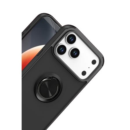 Bez iPhone 17 Pro Montreal Yüzüklü Silikon Kapak - Siyah Najmaddin