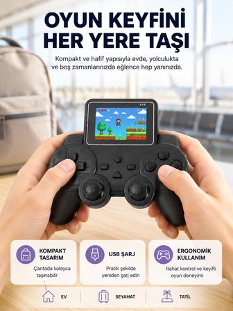 Mey Mey İthalat Mini Retro Oyun Konsolu S10 2.8 İnç Ekran Taşınabilir Klasik Atari Yeni Nesil Najmaddin