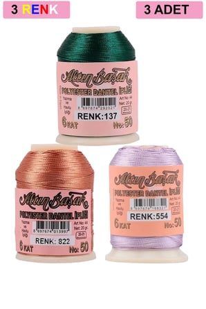 Tedar 3 Adet Altınbaşak Oya ve Dantel İpi 20 gr - Royaleks - No: 822 - 554 - 137 Najmaddin