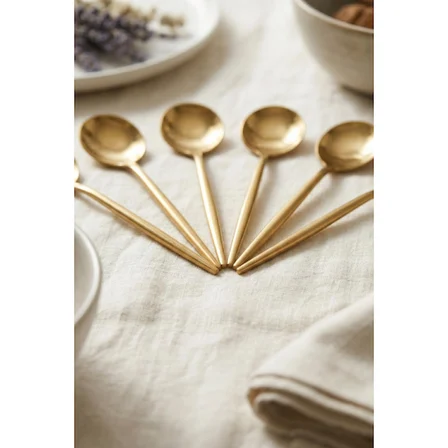 Bez 6'lı Lüks Gold Paslanmaz Çelik Çay Kaşığı Seti (13 cm) Najmaddin