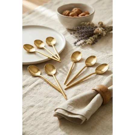 Bez 6'lı Lüks Gold Paslanmaz Çelik Çay Kaşığı Seti (13 cm) Najmaddin
