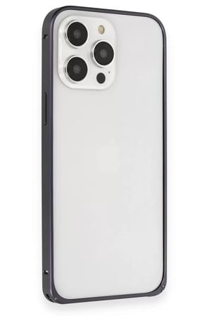 Bez iPhone 15 Pro Max Kılıf Metal Bumper Magneticsafe Kapak - Lacivert Najmaddin