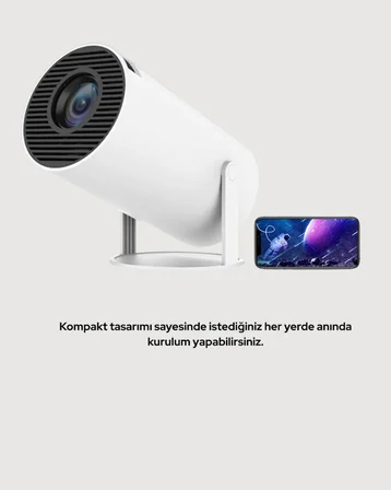 Mey Mey İthalat 4K Uyumlu 130 İnç Full HD Projeksiyon Cihazı ve Kablosuz Aktarım Özelliği Najmaddin