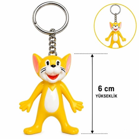 Mey Mey İthalat Sevimli Sarı Kedi Figürlü Anahtarlık 6 Cm Najmaddin