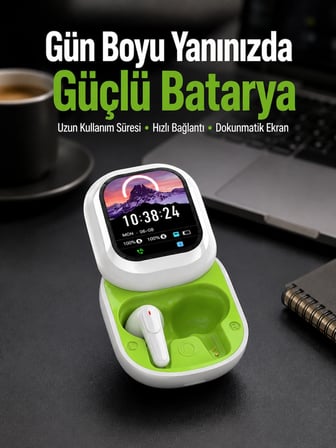 Karg Kayar Kapak Tasarımlı Dokunmatik Ekranlı Kablosuz Bluetooth Kulaklık Najmaddin