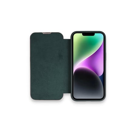 Bez iPhone 14 Pro Kılıf Dolpin Kapaklı - Koyu Yeşil Najmaddin