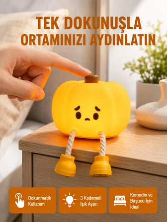 Mey Mey İthalat Silikon Pumpkin Night Light Telefon Tutuculu LED Lamba Yeni Nesil Najmaddin