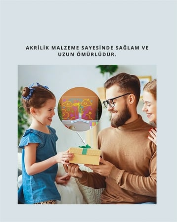 Karg Şık Ve Modern Led Pano – Neon Işıklı Silinebilir Akrilik Yazı Tahtası, 7 Renkli Kalem Dahil Najmaddin