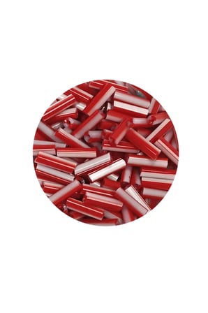 Tedar Uzun Boru Kesme Boncuk Çap 2mm Uzunluk 10 mm - 20 Gram - Kırmızı Beyaz - BNC239 Najmaddin