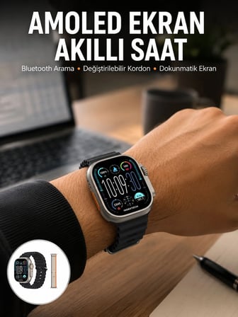 Mey Mey İthalat 49mm Akıllı Saat Amoled Ekranlı Kadın Erkek Kol Saati Plastik Kordon Yeni Nesil Najmaddin