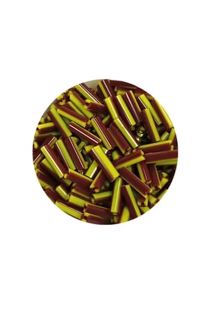 Tedar Uzun Boru Kesme Boncuk Çap 2mm Uzunluk 10 mm - 60 Gram - Koyu Kırmızı Sarı - BNC297 Najmaddin