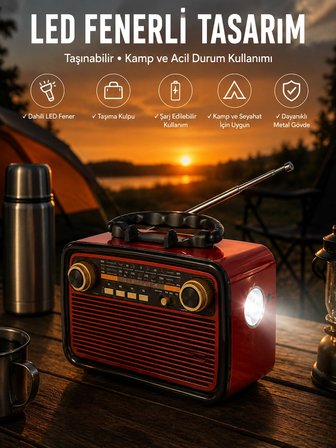 Karg Eskitme Nostalji Tasarımlı Bluetoothlu Nostalji Radyo Ahşap Nostaljik Görünümlü Najmaddin